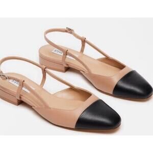 Steve Madden 'Belinda' Women's 10M Leather Cap Toe Slingback Flat Shoe